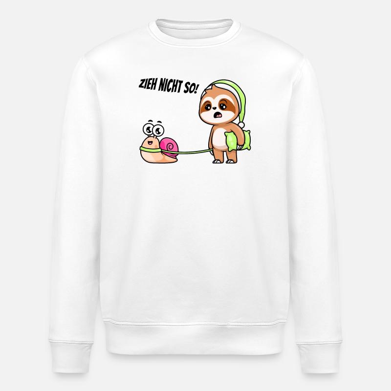Faultier mit Schnecke - Zieh nicht so! - Stanley/Stella Unisex Bio-Sweatshirt ROLLER - Weiß