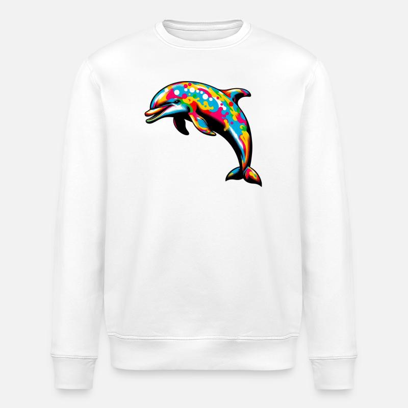 Dolphin - Stanley/Stella ROLLER Unisex Organic Sweatshirt - white