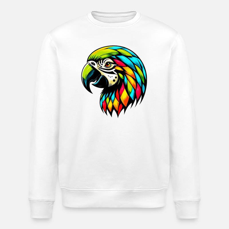 Harlequin parrot - Stanley/Stella ROLLER Unisex Organic Sweatshirt - white