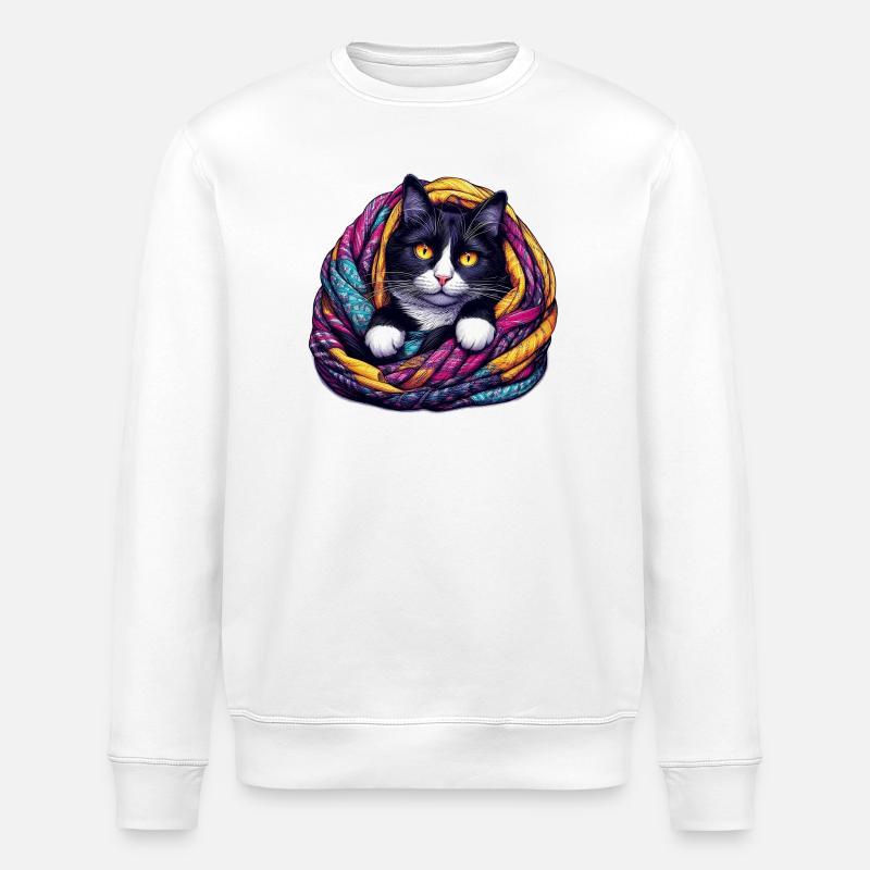 Cat - Stanley/Stella ROLLER Unisex Organic Sweatshirt - white