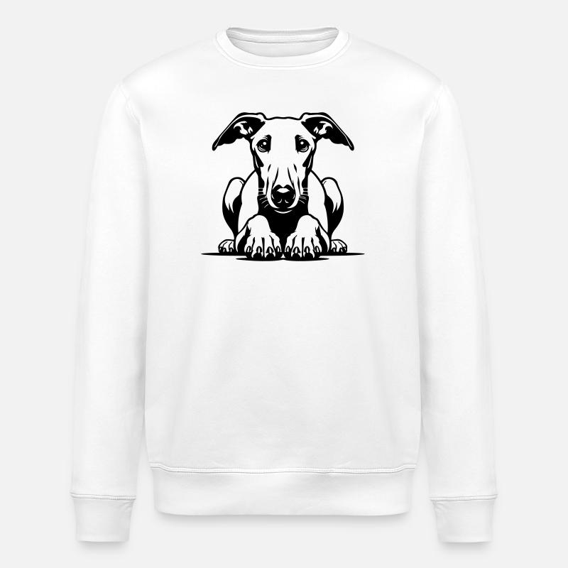Whippet Head with Paws - Stanley/Stella ROLLER Unisex Organic Sweatshirt - white