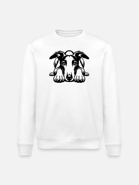 Whippet Head with Paws - Stanley/Stella ROLLER Unisex Organic Sweatshirt - white