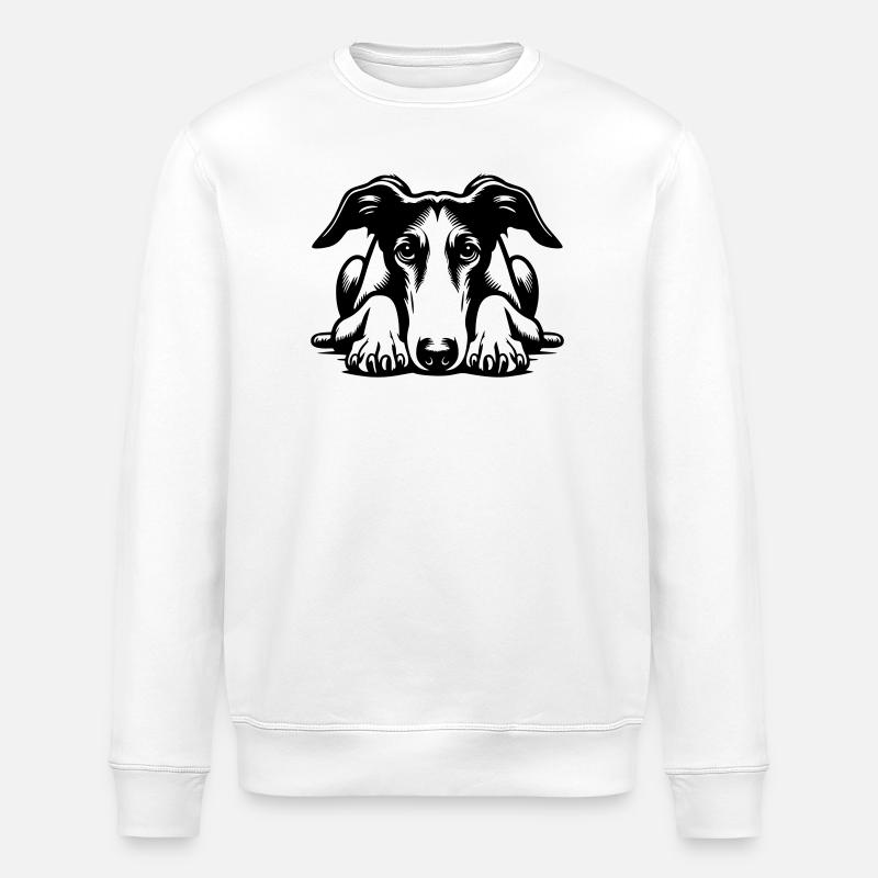 Galgo Head with Paws - Stanley/Stella ROLLER Unisex Organic Sweatshirt - white