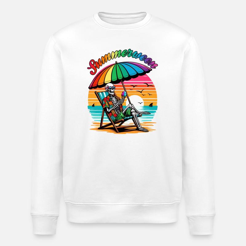 Summerween Skeleton : se détendre en été - Sweat bio ROLLER Stanley/Stella Unisexe - blanc