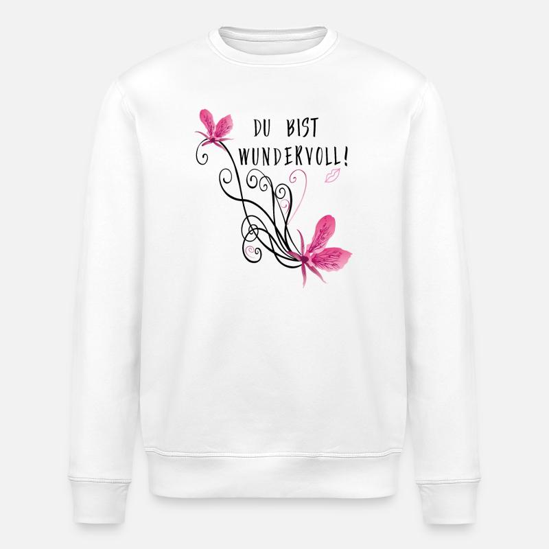 Du bist wundervoll, Blumenranke - Stanley/Stella Unisex Bio-Sweatshirt ROLLER - Weiß