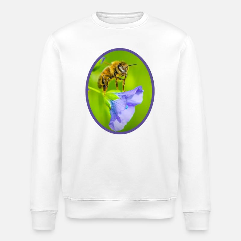 Abeille sur fleur violette - ovale - Sweat bio ROLLER Stanley/Stella Unisexe - blanc