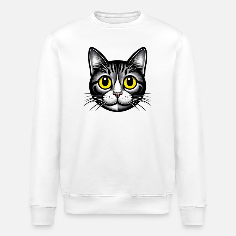 Cat - Stanley/Stella ROLLER Unisex Organic Sweatshirt - white