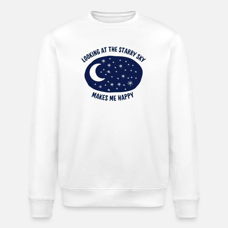 Zitate, Der Sternenhimmel macht mich glücklich - Stanley/Stella Unisex Bio-Sweatshirt ROLLER - Weiß