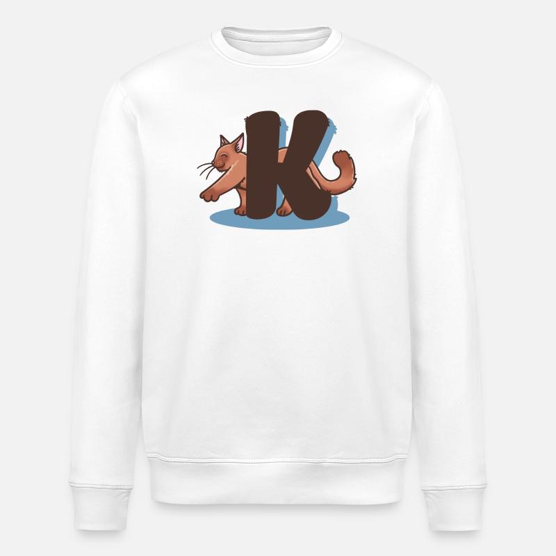 Cat Letter K - Stanley/Stella ROLLER Unisex Organic Sweatshirt - white