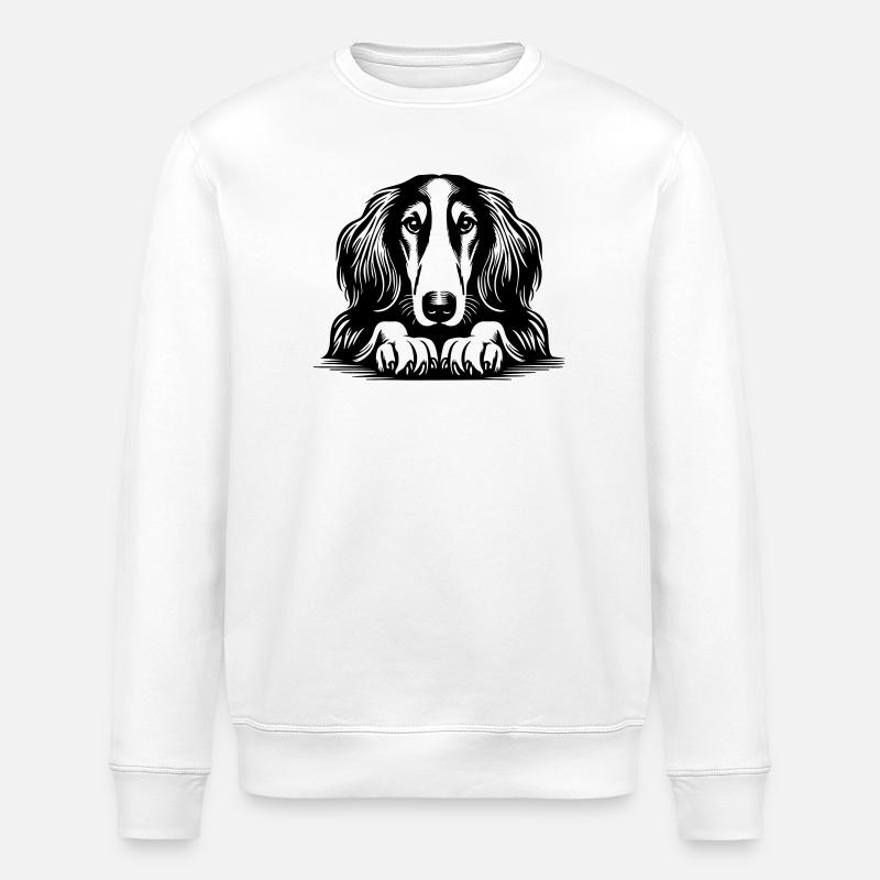 Saluki Head with Paws - Stanley/Stella ROLLER Unisex Organic Sweatshirt - white