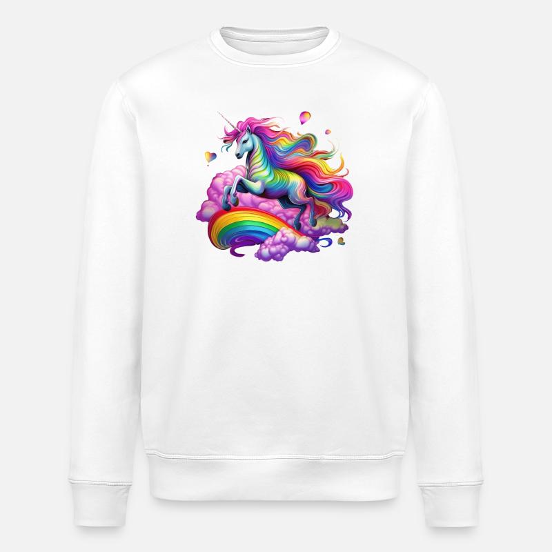 Fee Regenbogen Einhorn - Stanley/Stella Unisex Bio-Sweatshirt ROLLER - Weiß