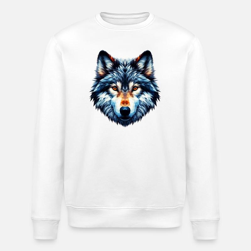 Polygonaler Wolf - Stanley/Stella Unisex Bio-Sweatshirt ROLLER - Weiß