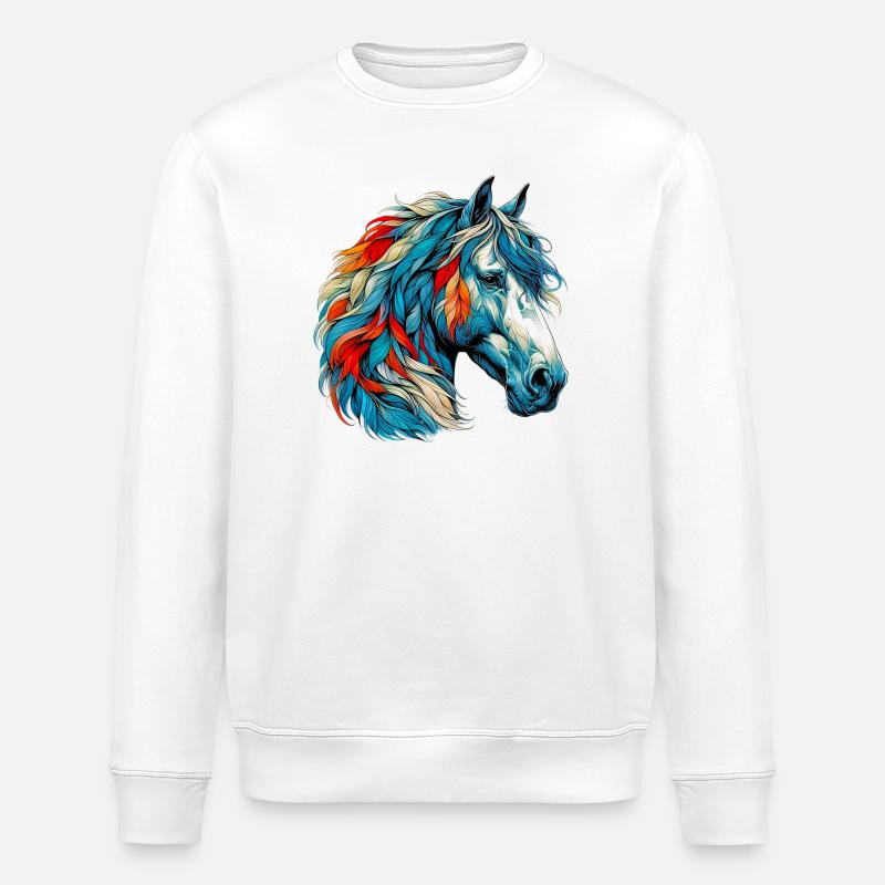 Pferd - Stanley/Stella Unisex Bio-Sweatshirt ROLLER - Weiß