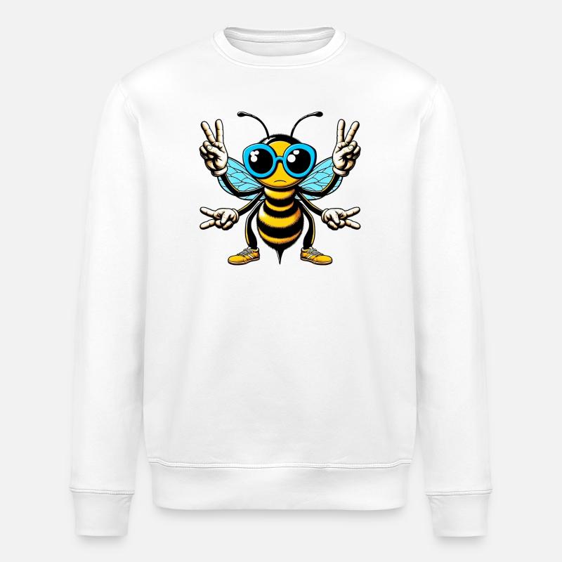 Biene mit Sonnenbrille - Stanley/Stella Unisex Bio-Sweatshirt ROLLER - Weiß