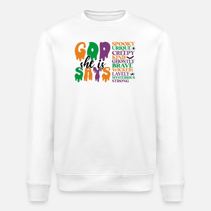 Halloween Geisterhaftes Wortkunst-Design - Stanley/Stella Unisex Bio-Sweatshirt ROLLER - Weiß