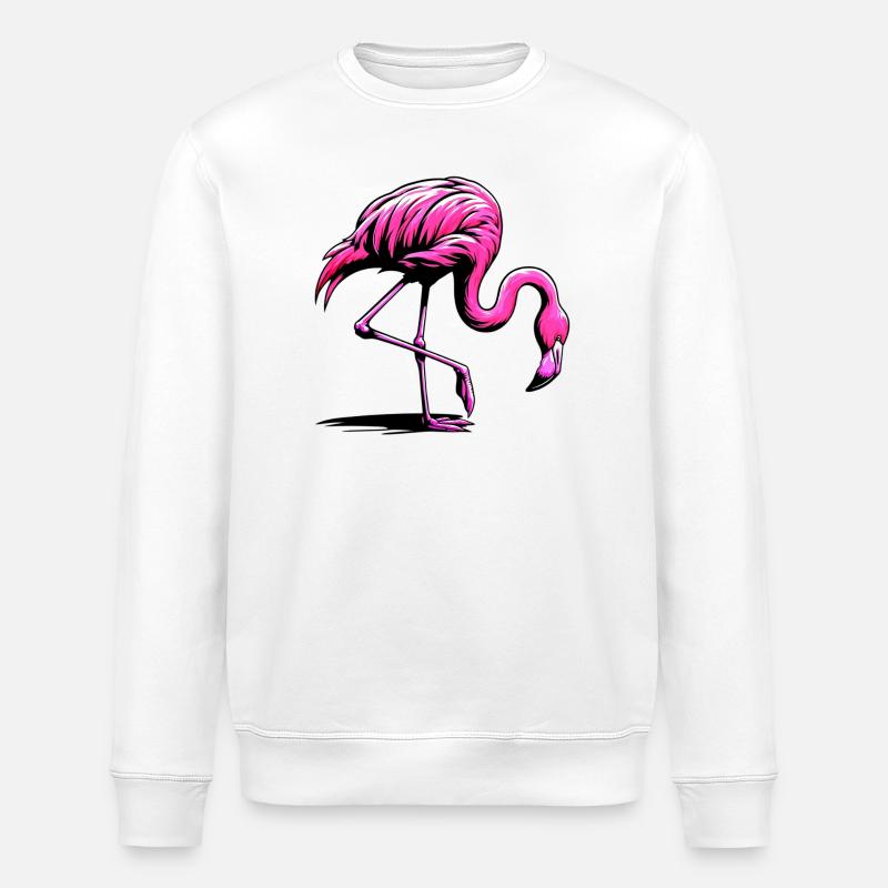 Flamingo - Stanley/Stella ROLLER Unisex Organic Sweatshirt - white