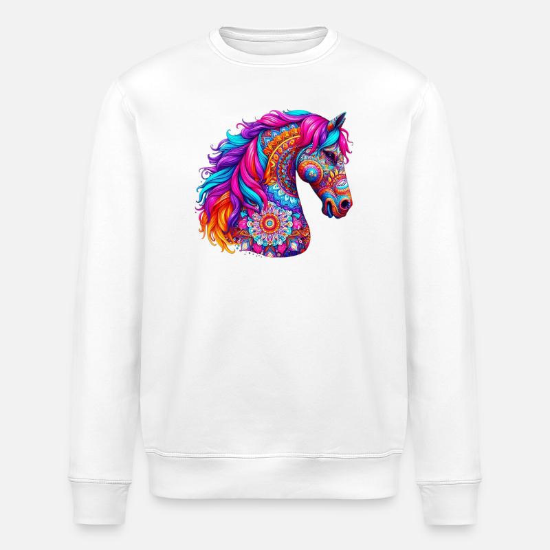 Cheval Mandala Dessin Inde Inde - Sweat bio ROLLER Stanley/Stella Unisexe - blanc