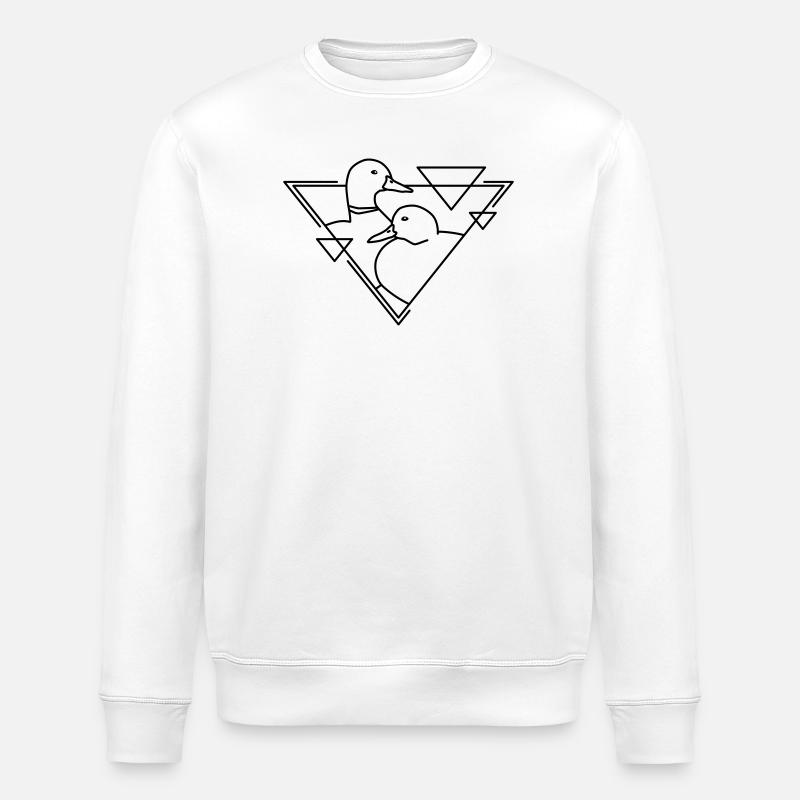 Two ducks in geometric design - Stanley/Stella ROLLER Unisex Organic Sweatshirt - white