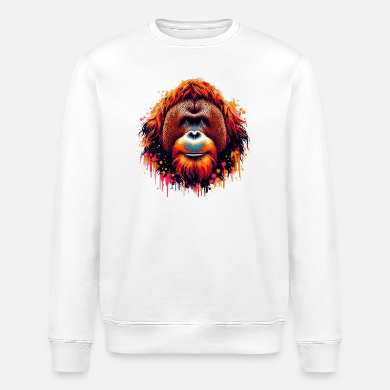 Singe orang-outan - Sweat bio ROLLER Stanley/Stella Unisexe - blanc