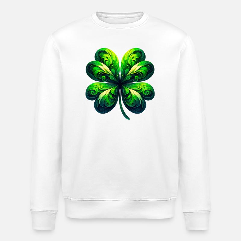 Vierblättriges Kleeblatt - Stanley/Stella Unisex Bio-Sweatshirt ROLLER - Weiß
