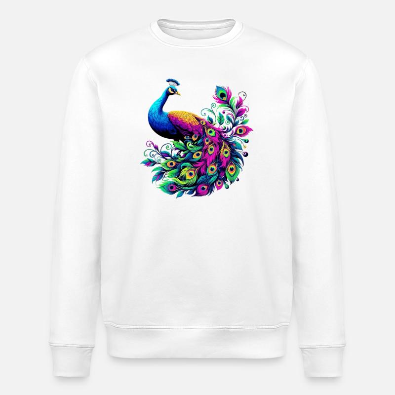 Peacock - Stanley/Stella ROLLER Unisex Organic Sweatshirt - white