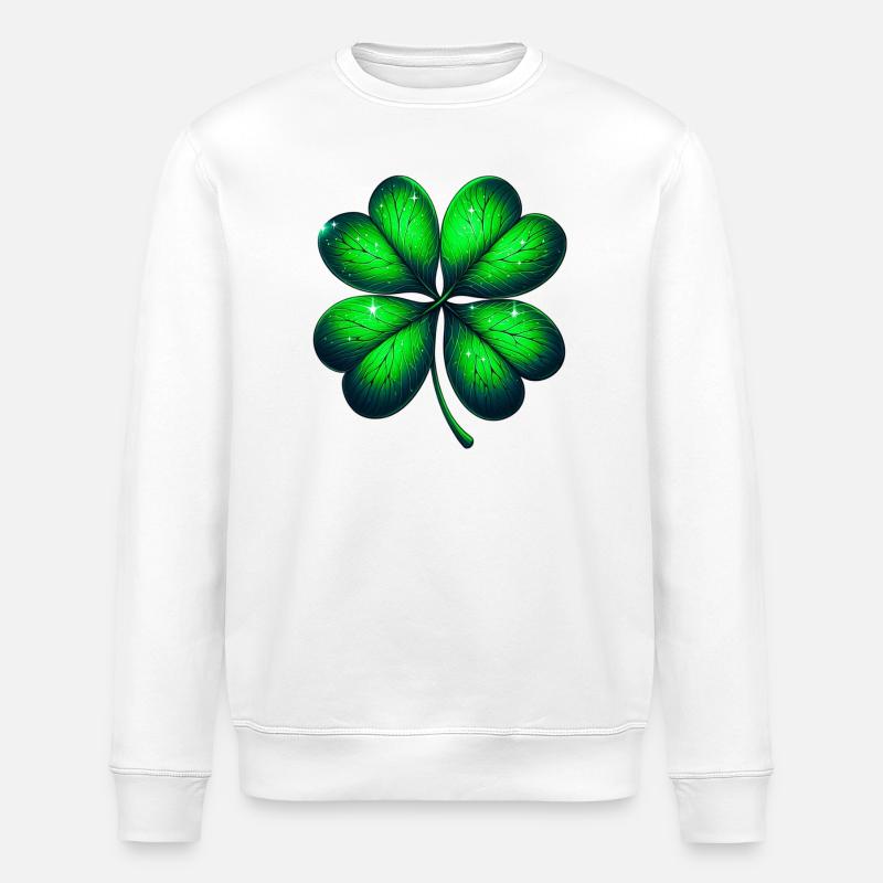 Four-leaf clover - Stanley/Stella ROLLER Unisex Organic Sweatshirt - white