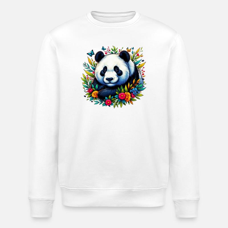 Panda - Stanley/Stella ROLLER Unisex Organic Sweatshirt - white
