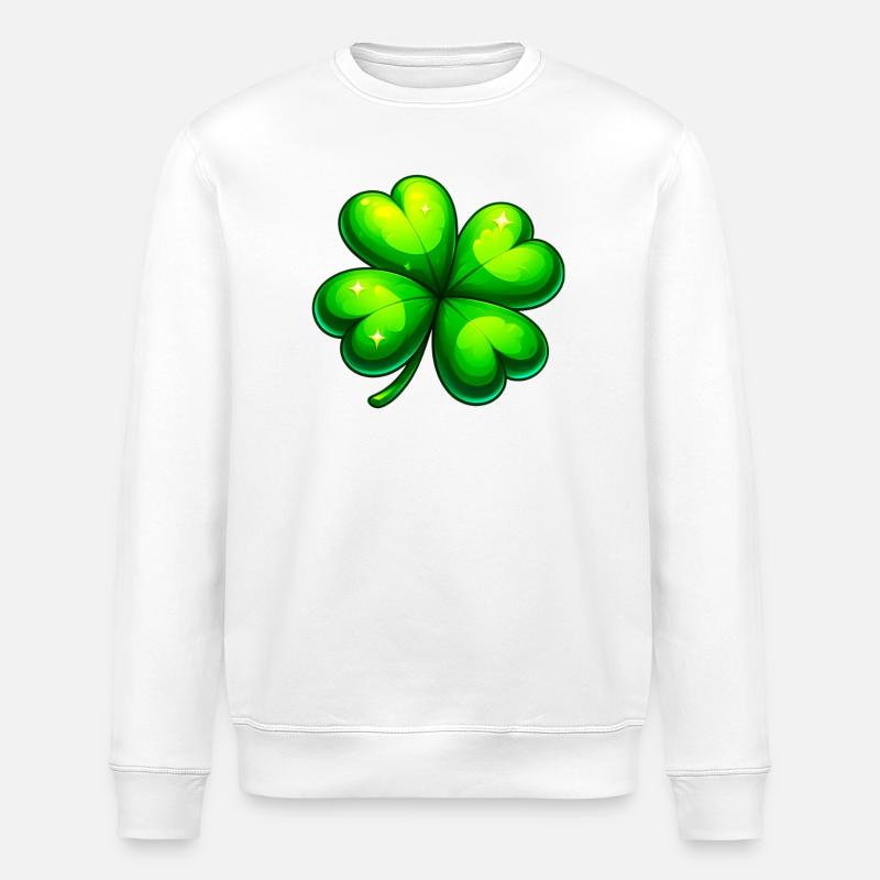 Vierblättriges Kleeblatt - Stanley/Stella Unisex Bio-Sweatshirt ROLLER - Weiß