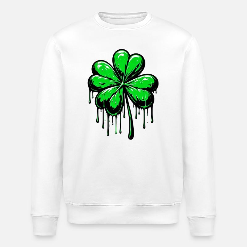 Four-leaf clover - Stanley/Stella ROLLER Unisex Organic Sweatshirt - white