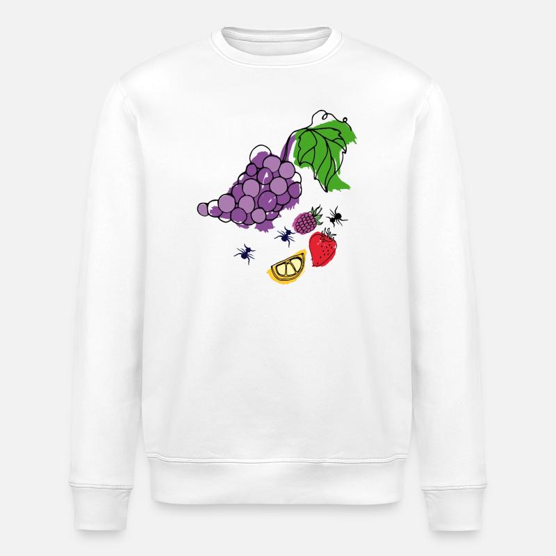 Fruit with insects - Stanley/Stella ROLLER Unisex Organic Sweatshirt - white