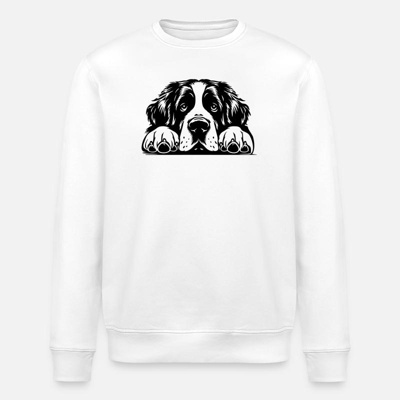 St. Bernard head with paws - Stanley/Stella ROLLER Unisex Organic Sweatshirt - white