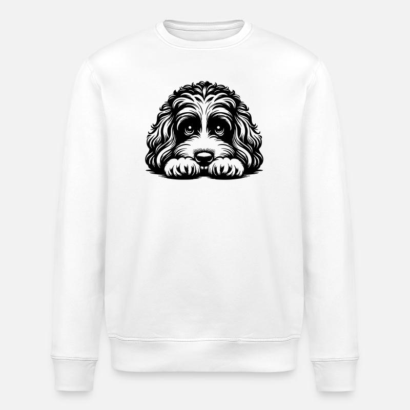 Tête de Cavapoo avec pattes - Sweat bio ROLLER Stanley/Stella Unisexe - blanc