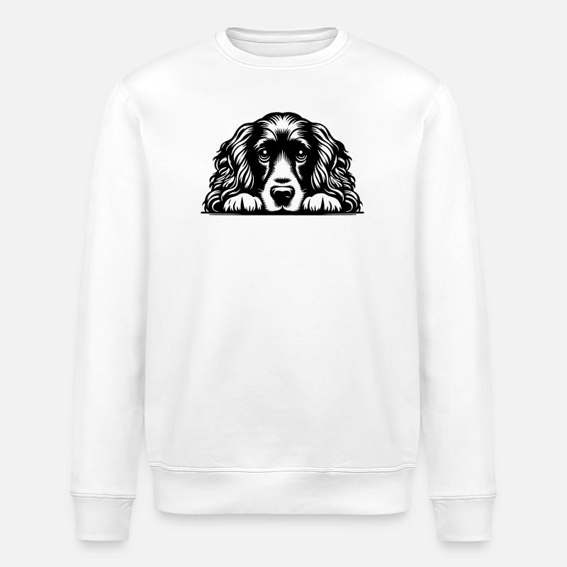 Cocker Spaniel Kopf mit Pfoten - Stanley/Stella Unisex Bio-Sweatshirt ROLLER - Weiß