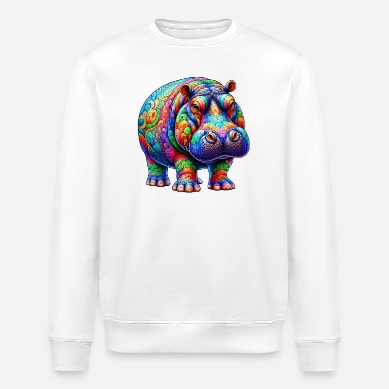 Hippopotame - Sweat bio ROLLER Stanley/Stella Unisexe - blanc