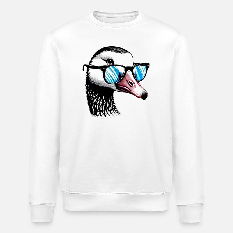 Gans mit Brille - Stanley/Stella Unisex Bio-Sweatshirt ROLLER - Weiß