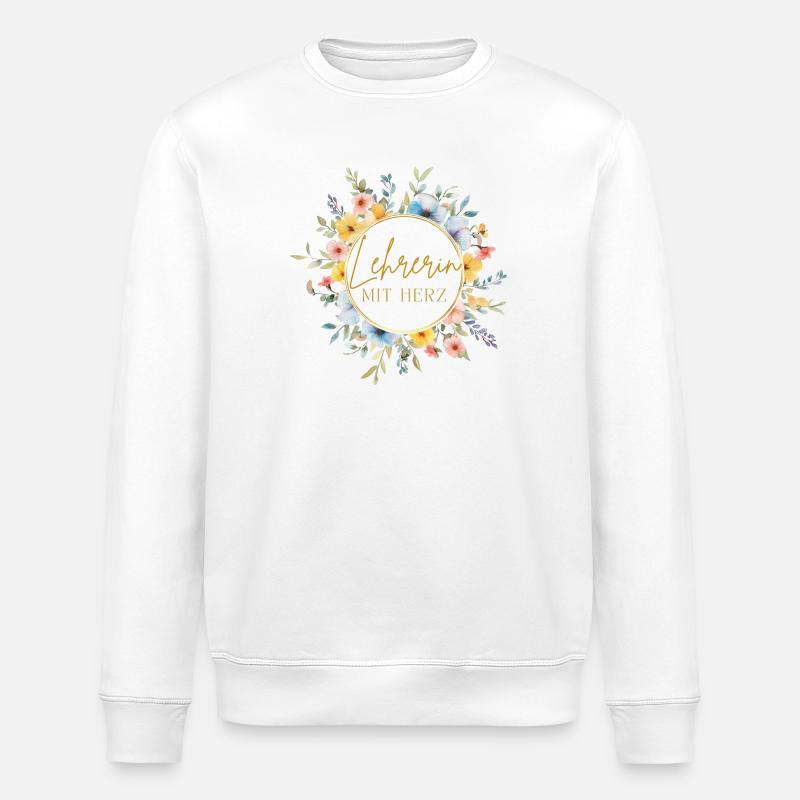 Lehrerin mit Herz! Personalisierbares Design - Stanley/Stella Unisex Bio-Sweatshirt ROLLER - Weiß