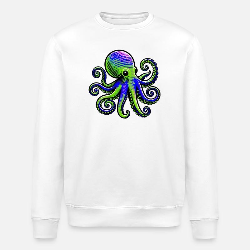Octopus - Stanley/Stella ROLLER Unisex Organic Sweatshirt - white