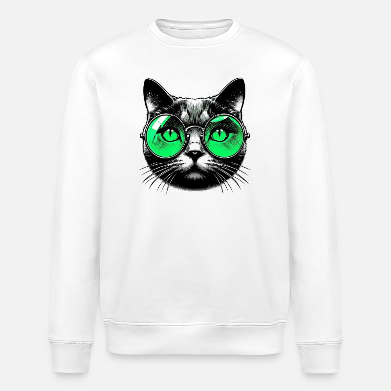 Le Chat avec des lunettes - Sweat bio ROLLER Stanley/Stella Unisexe - blanc