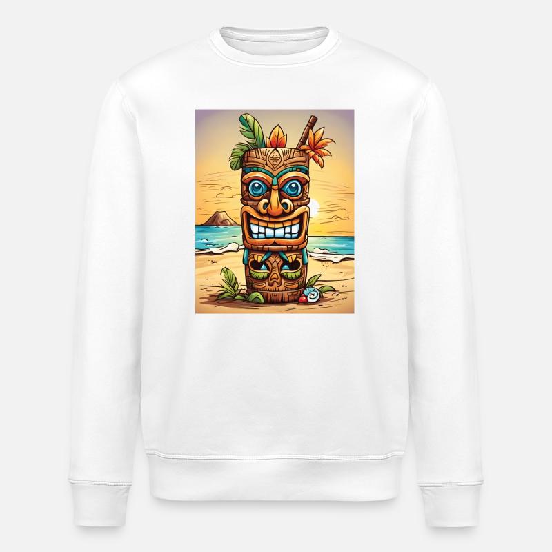 Tiki Statue - Stanley/Stella Unisex Bio-Sweatshirt ROLLER - Weiß