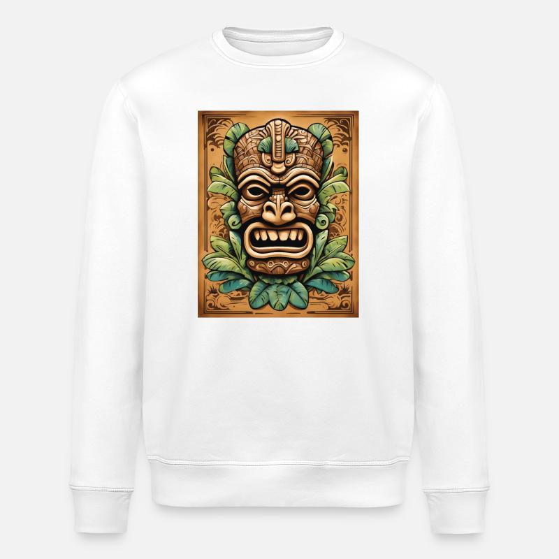 Tiki Maske - Stanley/Stella Unisex Bio-Sweatshirt ROLLER - Weiß