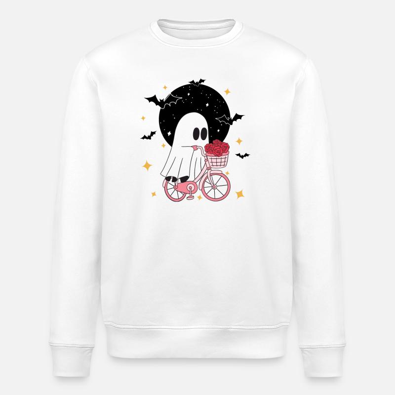 Mignon Ghost Biking Halloween - Sweat bio ROLLER Stanley/Stella Unisexe - blanc