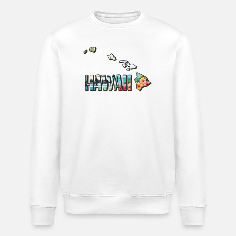 Carte à l’aquarelle d’Hawaï - Sweat bio ROLLER Stanley/Stella Unisexe - blanc