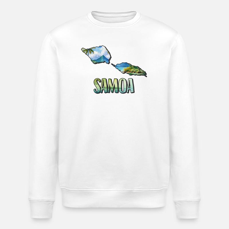 Carte aquarelle Samoa - Sweat bio ROLLER Stanley/Stella Unisexe - blanc