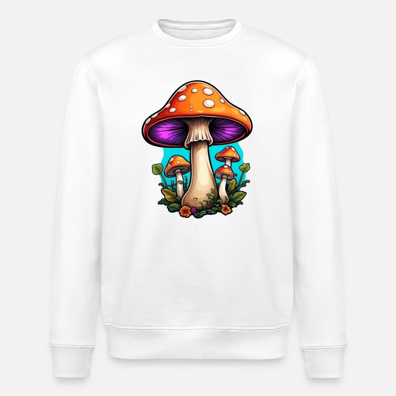 Leuchtende Waldpilze Neon - Stanley/Stella Unisex Bio-Sweatshirt ROLLER - Weiß