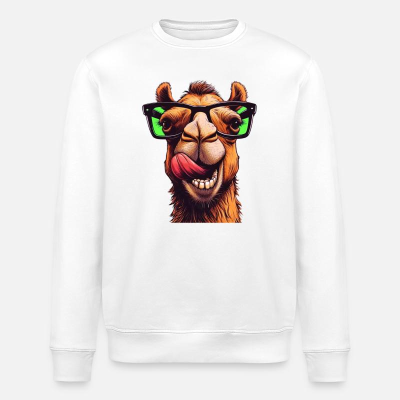 Kamel mit Sonnenbrille - Stanley/Stella Unisex Bio-Sweatshirt ROLLER - Weiß