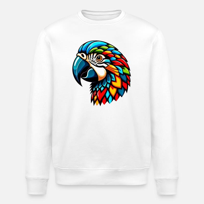 Harlequin Parrot - Stanley/Stella ROLLER Unisex Organic Sweatshirt - white