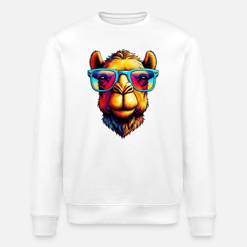 Camel mit Sonnenbrille - Stanley/Stella Unisex Bio-Sweatshirt ROLLER - Weiß