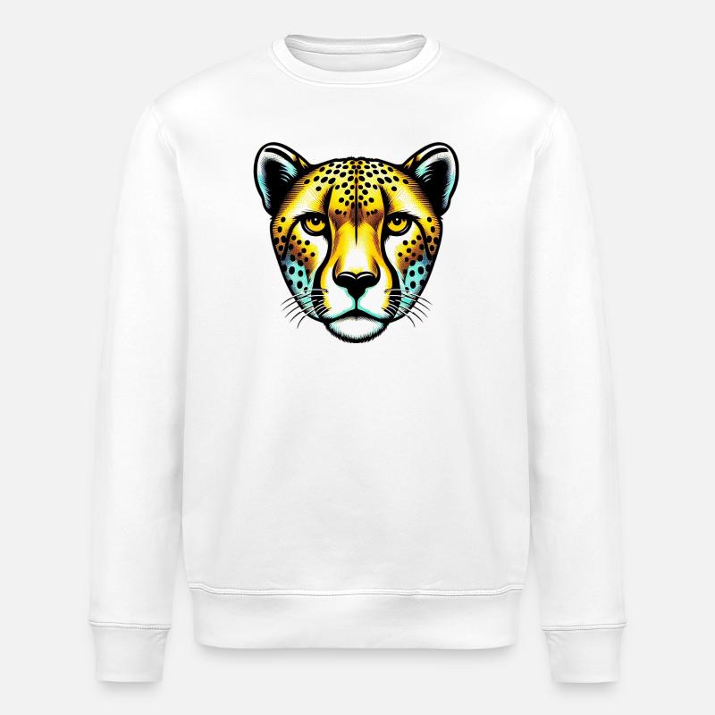 Cheetah - Stanley/Stella ROLLER Unisex Organic Sweatshirt - white
