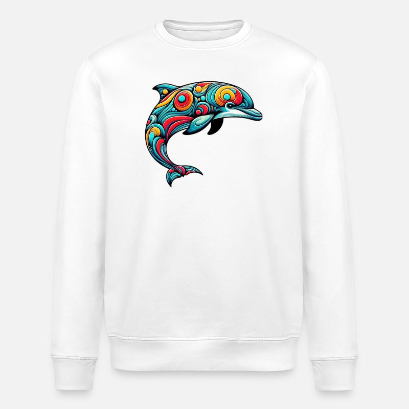 Dolphin - Stanley/Stella ROLLER Unisex Organic Sweatshirt - white