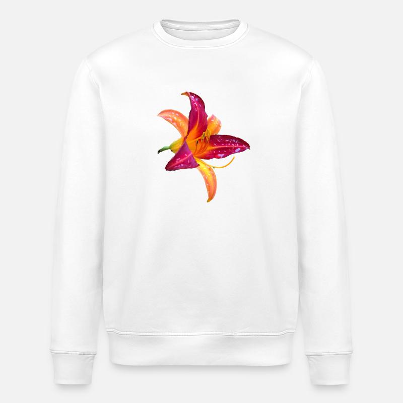 Hémérocalle tropicale - Fleur d’hémérocallis - Sweat bio ROLLER Stanley/Stella Unisexe - blanc